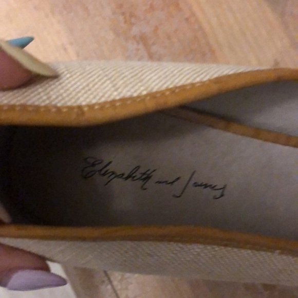 Elizabeth & James Prim Canvas Wedges Peep Toe Leather 8.5 - Picture 8 of 9